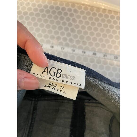 Vintage AGB Womens Dress 12 Denim Lace Contrast Strappy Stretch Whimsigoth Y2K - Picture 3 of 8